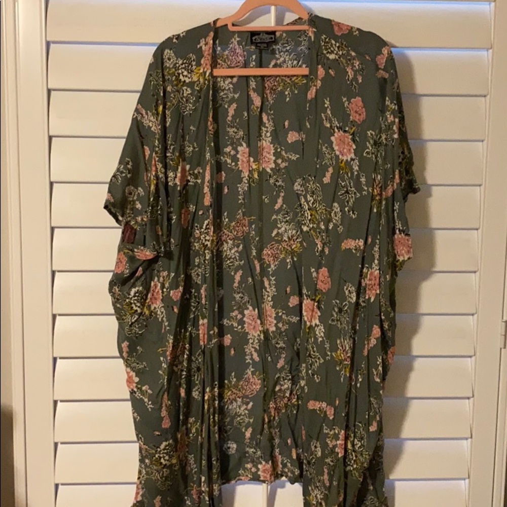 Dark green long kimono/swim cover up